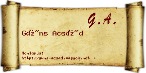 Güns Acsád névjegykártya